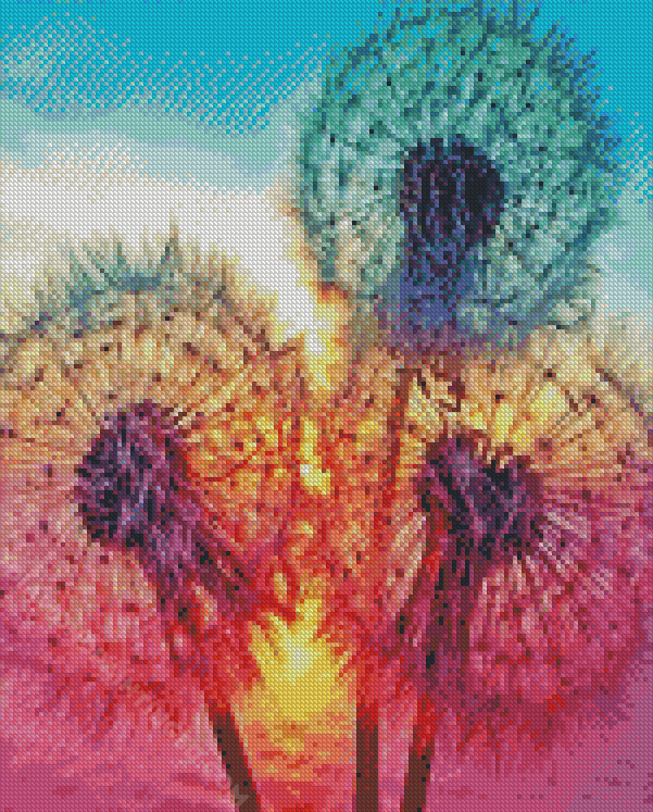 Three Dandelions Sunset Diamond Painting