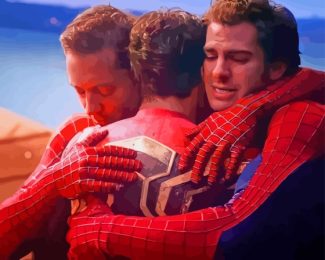 Three Spidermen Hugging Diamond Painting