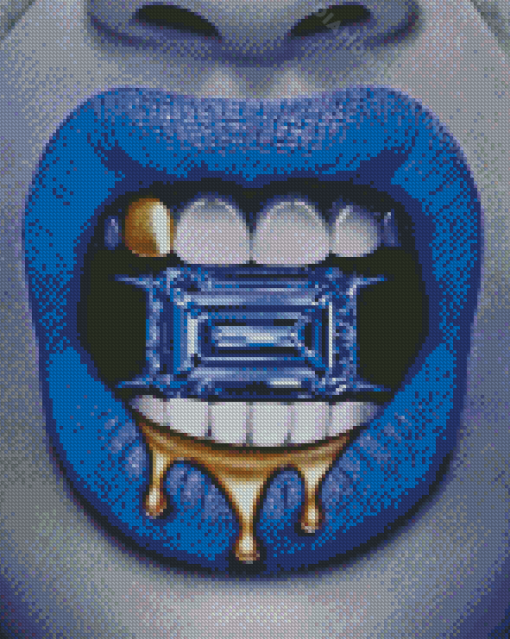 Blue Lips Diamond Painting