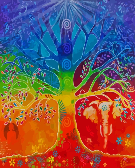 Colorful Chakra Tree Diamond Painting