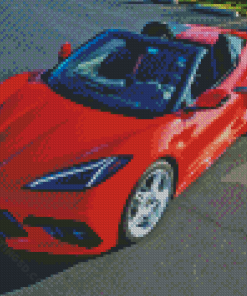 Red C8 Convertible Corvette Diamond Painting