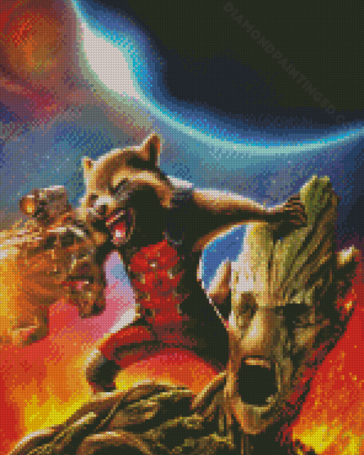 Rocket And Groot Guardians Of Galaxy Diamond Painting