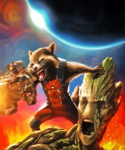 Rocket And Groot Guardians Of Galaxy Diamond Painting