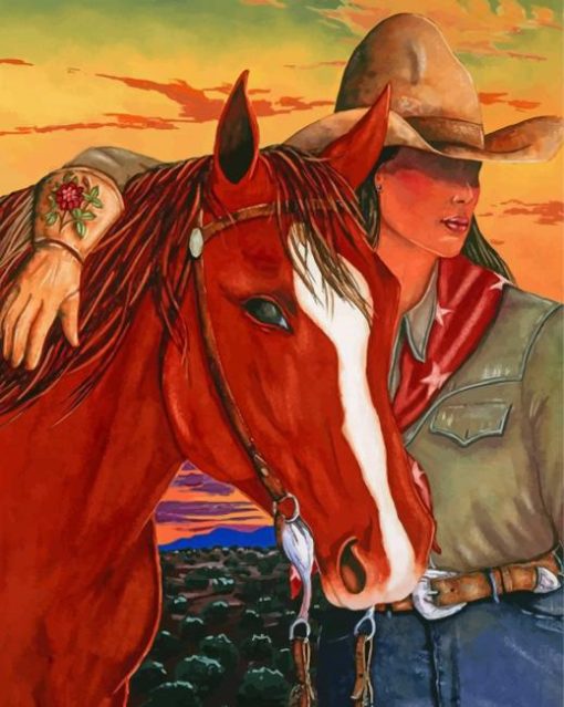 Cowgirl And Horse Diamond Painting