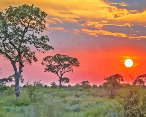 Kruger Park At Sunset Diamond Painting