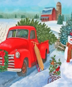Christmas Ford Truck Diamond Painting