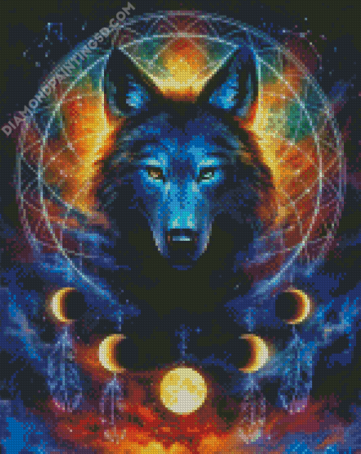 Wolf With Dream Catcher Diamond Painting