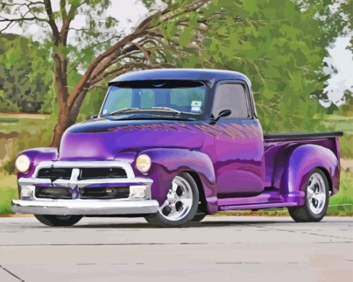 Old Vintage Purple Truck Diamond Painting