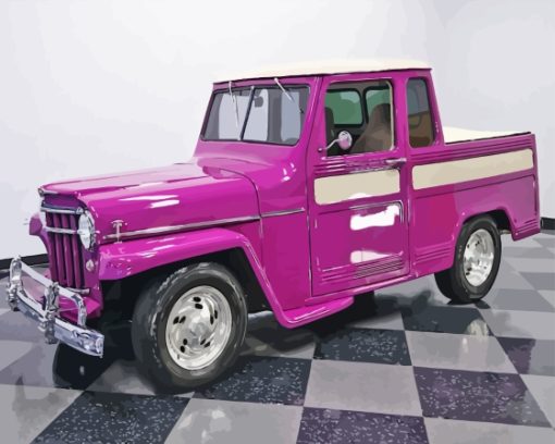 Vintage Purple Truck Diamond Painting