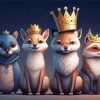 5 Animals Wearing Crowns Diamond Painting
