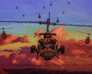 Abstract Huey Helicopter Art Diamond Painting