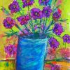Abstract Vase Of Purple Flowers Diamond Painting