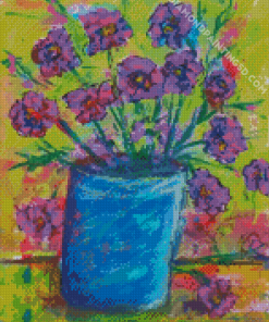 Abstract Vase Of Purple Flowers Diamond Painting