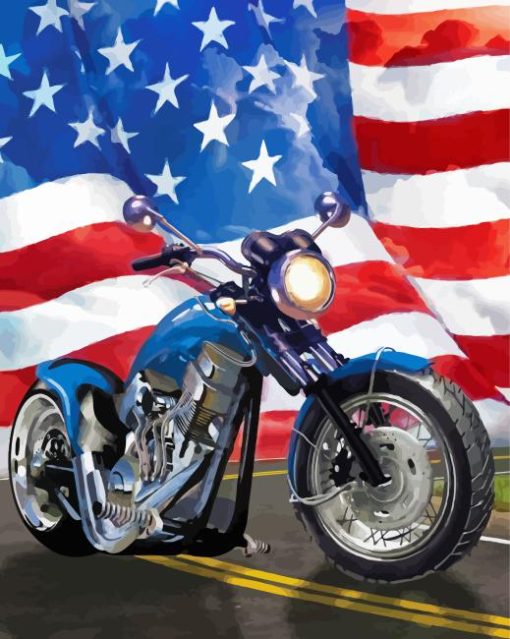American Motorcycle Patriotic Diamond Painting