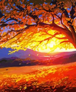 Autumn Sunset Scene Diamond Painting