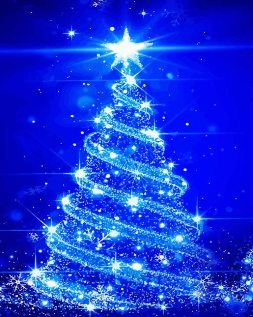 Blue Christmas Tree Diamond Painting