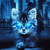 Blue Dark Abstract Cat Diamond Painting
