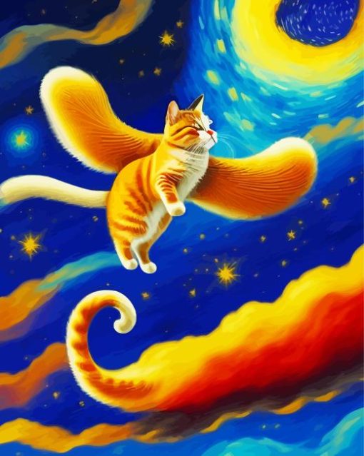 Cat Flying Through Cosmos Diamond Painting