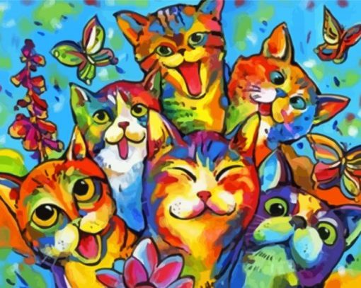 Colorful Happy Cats Art Diamond Painting