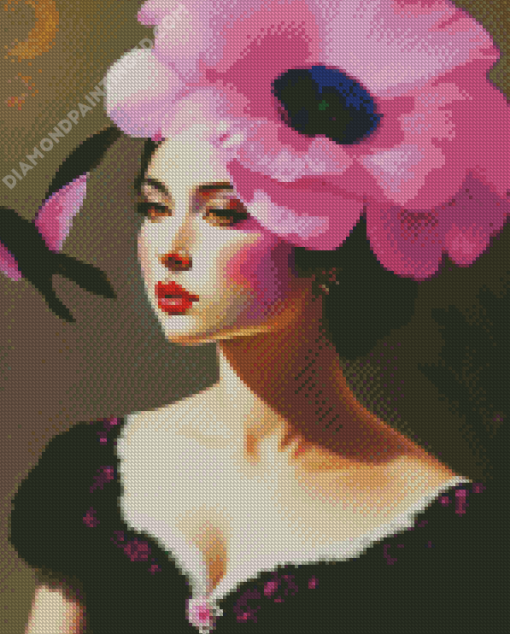 Floral Pink Lady Art Diamond Painting