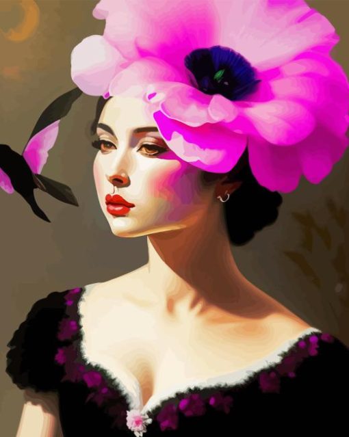 Floral Pink Lady Art Diamond Painting