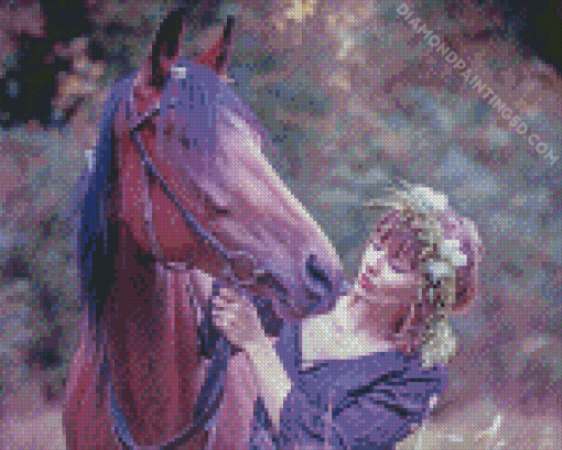 Girl With Purple Horse Diamond Painting