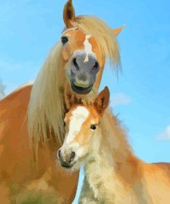 Haflinger Horse Mare And Foal Diamond Painting