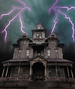 Haunted House And Lightning Diamond Painting