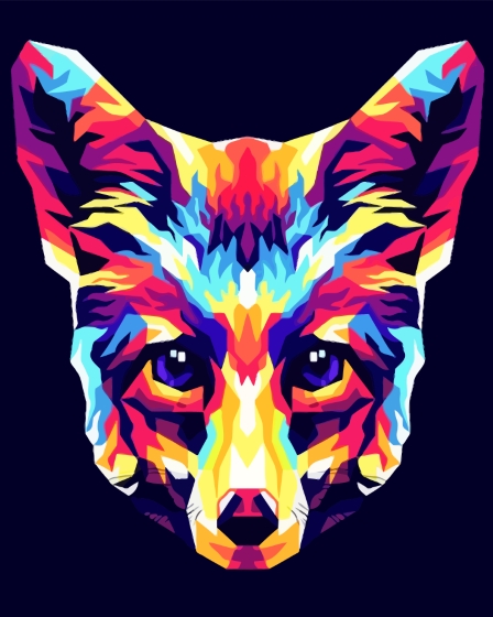 Illustration Colorful Fox Head Diamond Painting