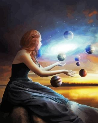 Planets Woman Diamond Painting