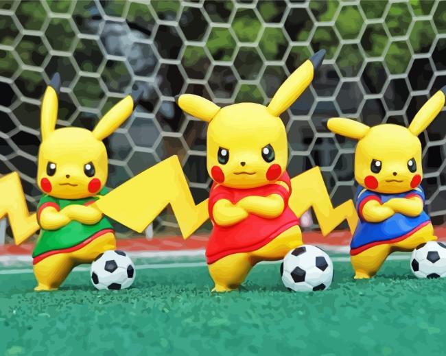Pokemon Pikachu Playing Football Diamond Painting