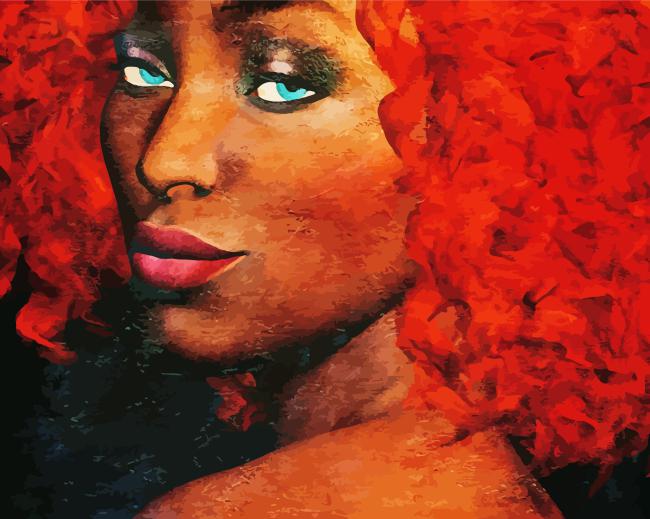 Red Afro Girl Diamond Painting