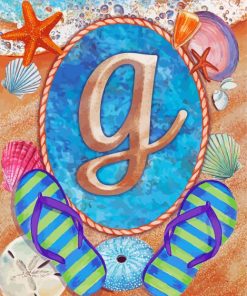 Summer Monogram Letter G Diamond Painting