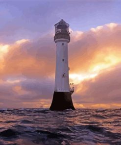 Sunset Over Arbroath Lighthouse Diamond Painting