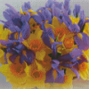 Violet Irises And Daffodils Diamond Painting