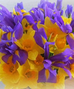 Violet Irises And Daffodils Diamond Painting