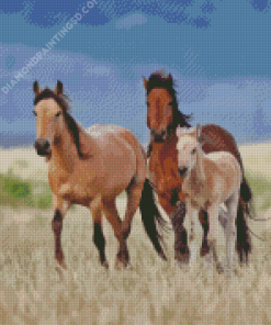 Wild Mustangs Family Diamond Painting