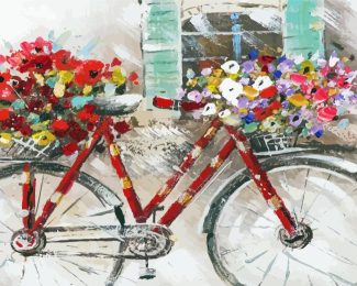 Abstract Bicycle And Flowers Diamond Painting
