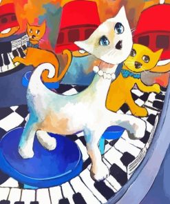 Abstract Cats And Piano Diamond Painting