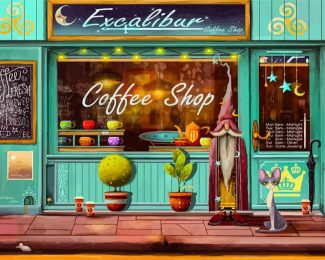 Aesthetic Cafe Store Front Diamond Painting