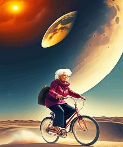 Aesthetic Cyclist Old Woman Diamond Painting