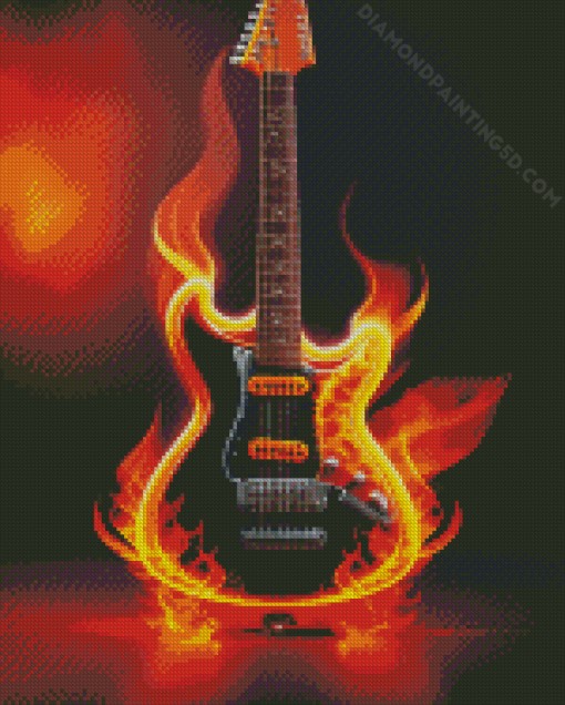 Aesthetic Fire Guitar Diamond Painting