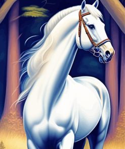 Aesthetic White Horse Diamond Painting