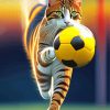 Cat Playing Football Sport Diamond Painting