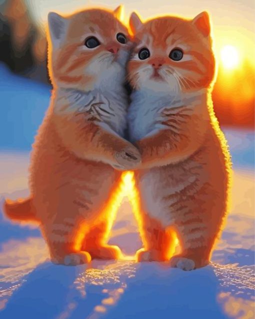 Kittens In Snow Diamond Painting