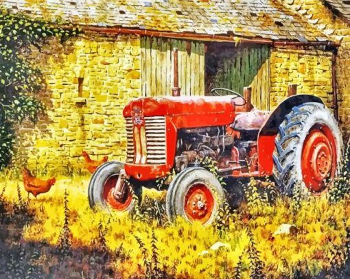 Massey Ferguson Tractor In Farm Diamond Painting