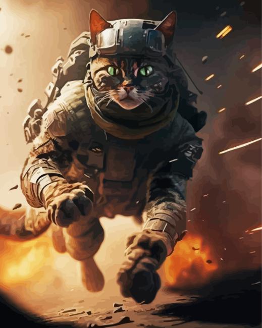 Military Cat Diamond Painting