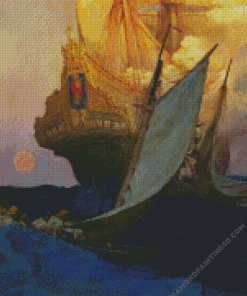 An Attack on a Galleon Diamond Painting