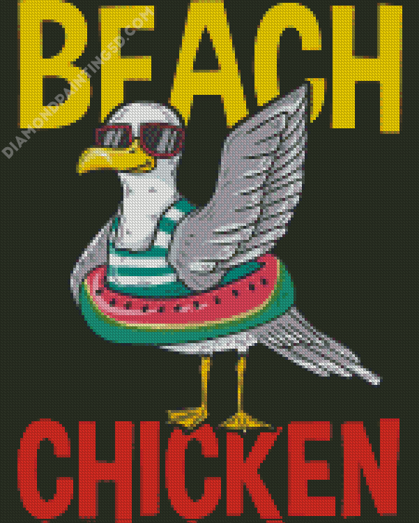 Beach Chicken Poster Diamond Painting