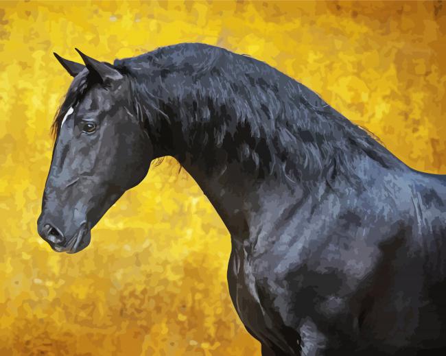 Black Lusitano Horse Diamond Painting